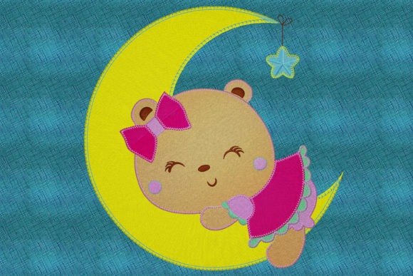Download Baby Girl Teddy Bear Sleeping on the Moon - Teddy bear sleeping Collection