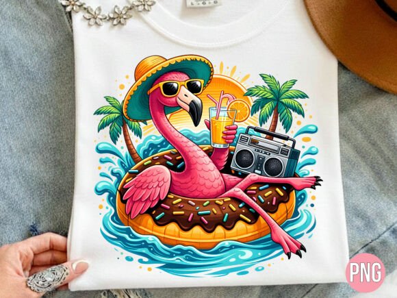 Download Hello Summer Flamingo Pool Donut PNG - Premium Bundle