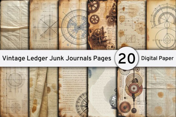 Download Vintage Ledger Junk Journals Pages - Journals Collection
