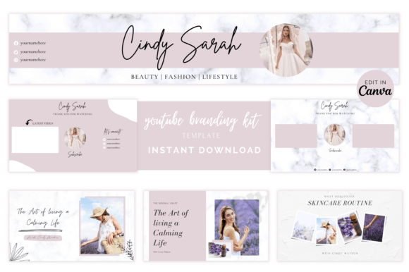 Download Lavender Youtube Branding Kit Template - Branding kit template Collection